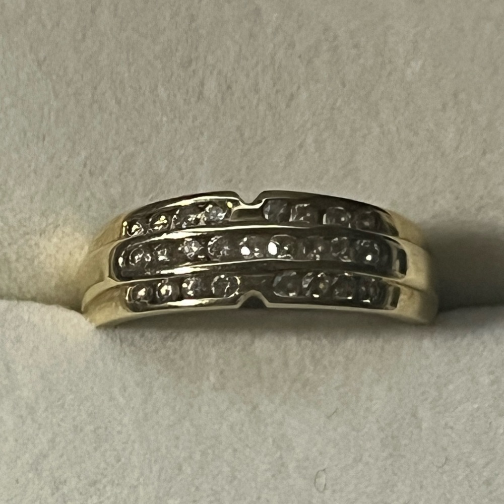 14k 3-Row 3/4 CT Diamond Band Ring - Picture 2 of 11